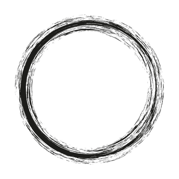 Vektor Pinsel streicht Kreise von Farbe auf weißem Hintergrund. Tusche handgezeichneten Pinselkreis. Logo, Etikettendesign-Element Vektorillustration. schwarzer, abstrakter Grunge-Kreis. Rahmen - Vektor, Bild