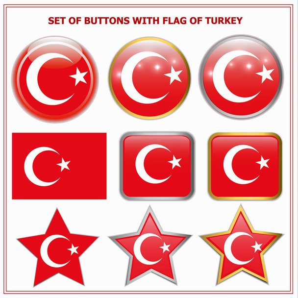 Ensemble de boutons avec drapeau de la Turquie. Illustration
. - Photo, image