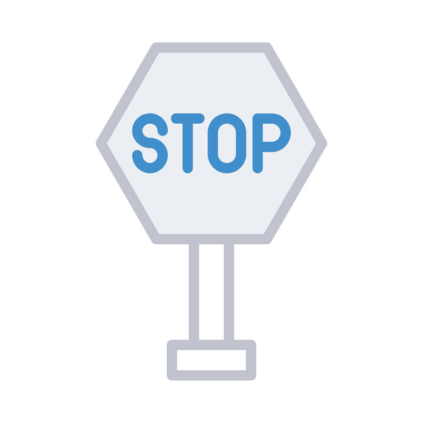 stop sign flat icon isolated on white background, vector, illustration - Vector, imagen