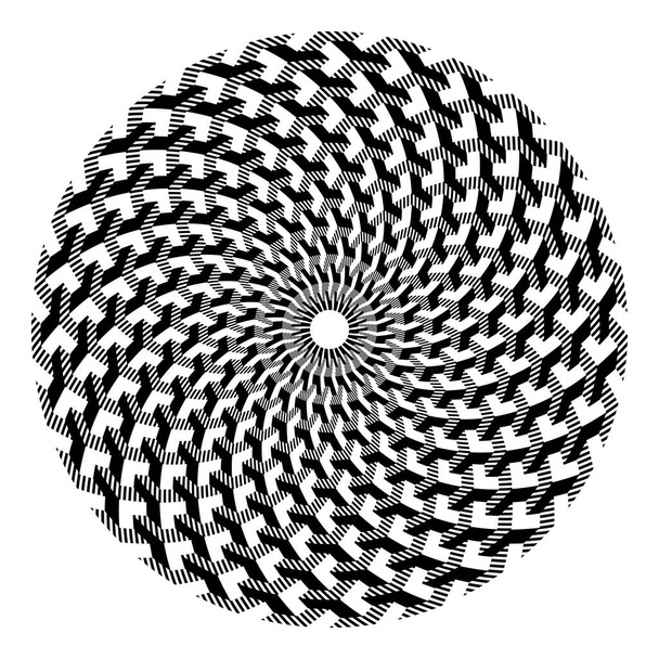 円の幾何学的なオプアートのパターン。イリュー ジョンの 3 d 効果. - ベクター画像