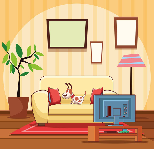 Home living room interior - Vector, Image