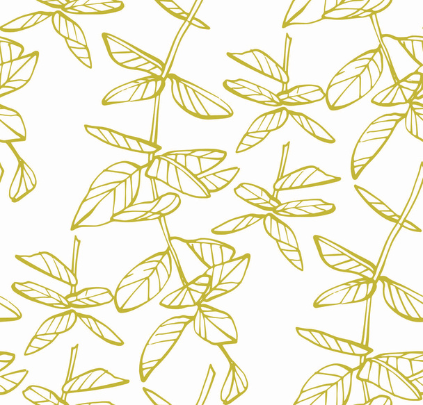 Seamless pattern of leaves and branches. Floral illustration. Botanic artwork - Foto, afbeelding
