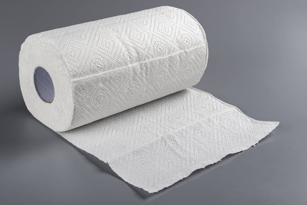 paper roll for kitchen on grey background - Фото, зображення
