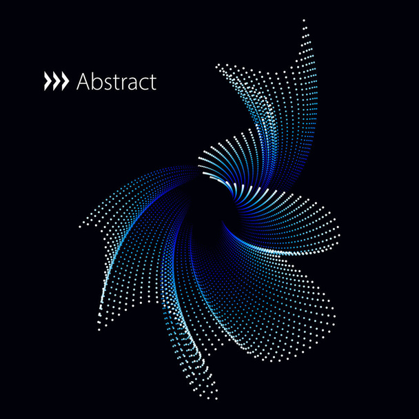 Abstract Futuristic Object with Asymmetrical Wavy Dots in Blue Tones. EPS8 Vector. - Wektor, obraz