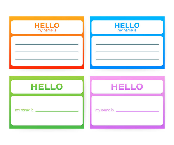 "Hello My Name Is..." Name Tag Set. Label sticker on white background. Vector illustration. - Vector, Image