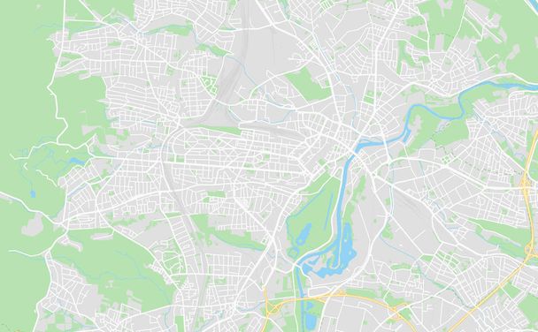 Kassel, Alemania mapa de calle en el centro
 - Vector, imagen