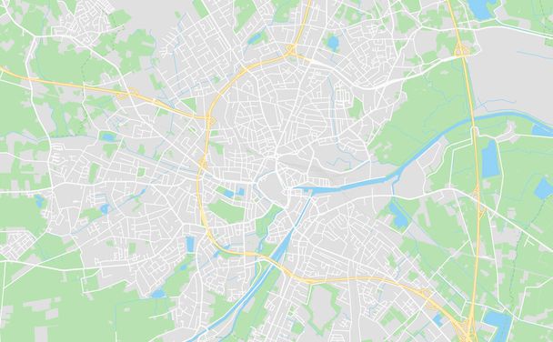 Oldenburg, Alemania mapa de calle en el centro
 - Vector, imagen