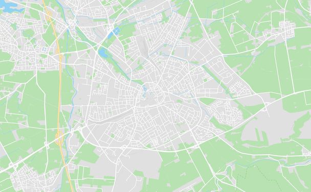 Paderborn, Alemania mapa de calle en el centro
 - Vector, imagen