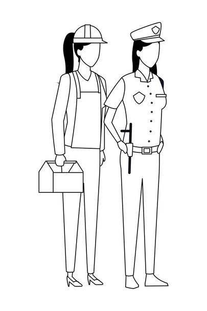 Trabajos y profesiones avatar en blanco y negro
 - Vector, Imagen