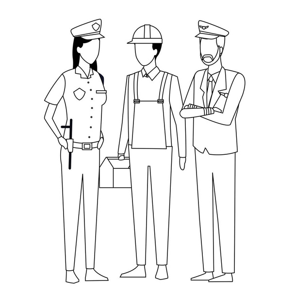 Trabajos y profesiones avatar en blanco y negro
 - Vector, imagen