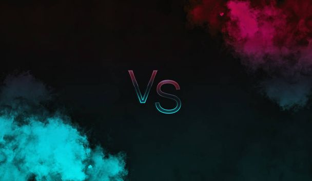 Design composition for various competition, battle with smoke background. Versus screen red and blue. - Фото, изображение