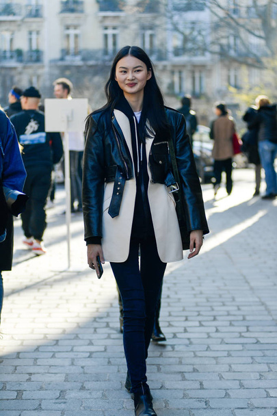 Chinese model He Cong is pictured in Paris during the Paris Fashion Week Fall Winter 19/20 in France, 27 February 2019. - Photo, Image