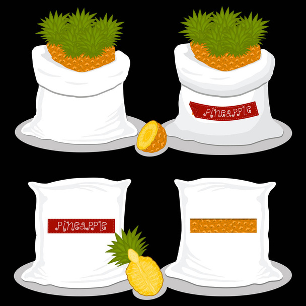 Иллюстрация на тему большой набор различных типов ананасов
 - Вектор,изображение