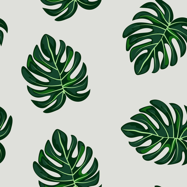 Blue tropical leaves monstera pattern. Tropical seamless pattern with leaf monstera. - Vector, Image