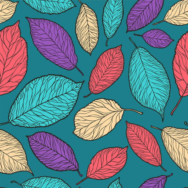 Seamless abstract background. Decorative leaves pattern. Vector illustration - Vector, Imagen