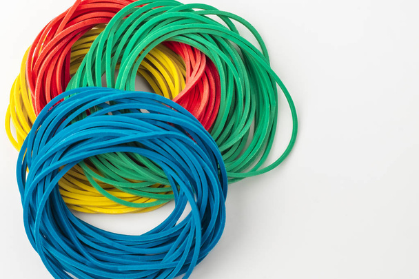 Colorful background rainbow colors rubber bands loom. Copy space - Fotoğraf, Görsel