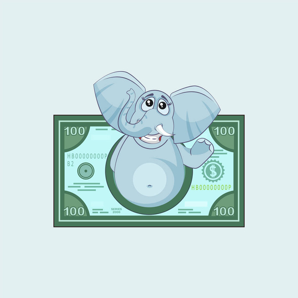 ελέφαντας emoticon αυτοκόλλητο χρήματα δολάριο κέρδη - Διάνυσμα, εικόνα