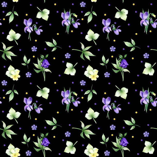 Seamless pattern of spring flower and floral arrangements - Photo, Image