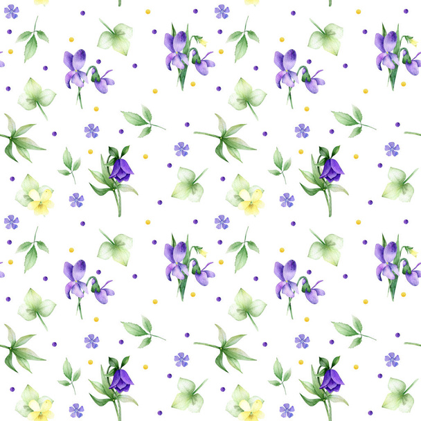 Seamless pattern of spring flower and floral arrangements - Foto, imagen