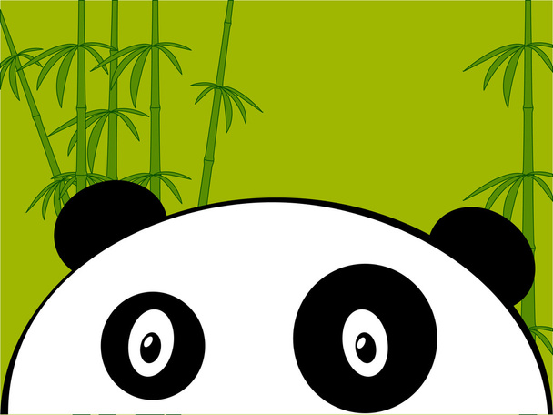 Panda on a green bamboo - Vector, Imagen