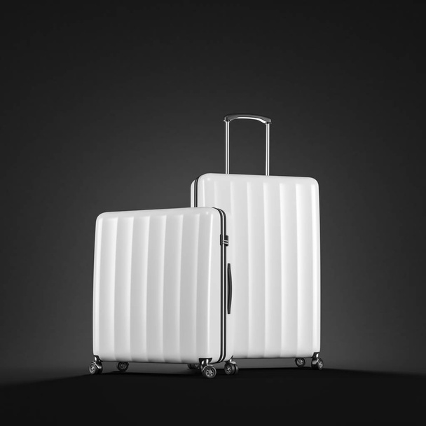 Two white suitcases over black - Foto, afbeelding