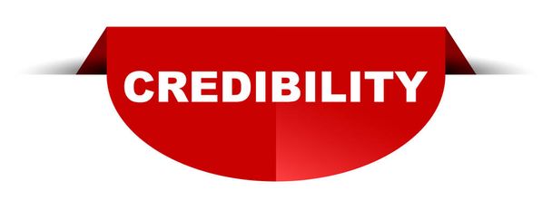 bannière ronde vectorielle rouge crédibilité
 - Vecteur, image