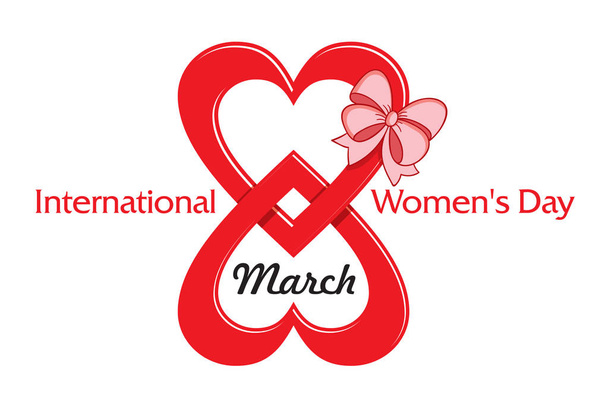 8 March Womens Day bow - Vector, imagen