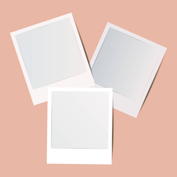 Blank Retro foto frame Collection with shadow - Vector, Image