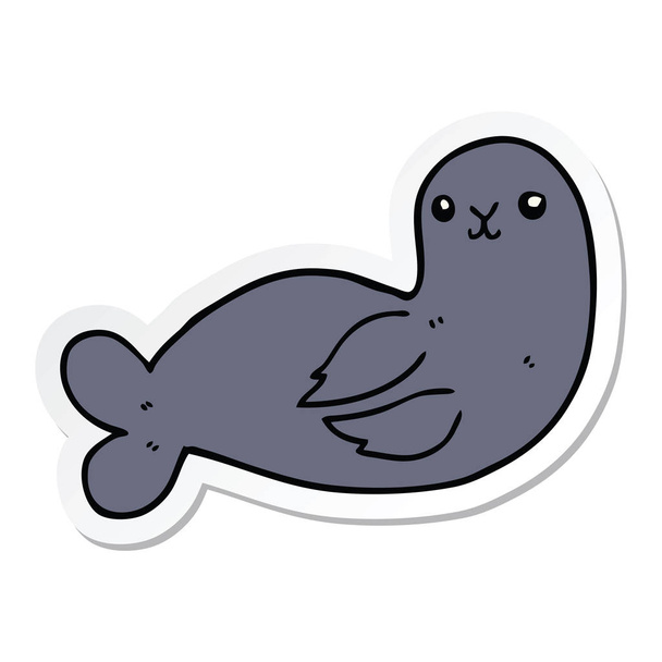 sticker of a cartoon seal - Вектор,изображение