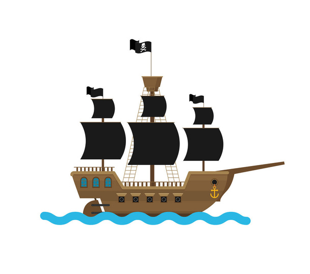 Vector illustration of pirate ship in sea  - Vetor, Imagem