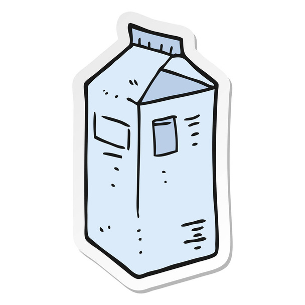 bir çizgi film süt karton etiket - Vektör, Görsel
