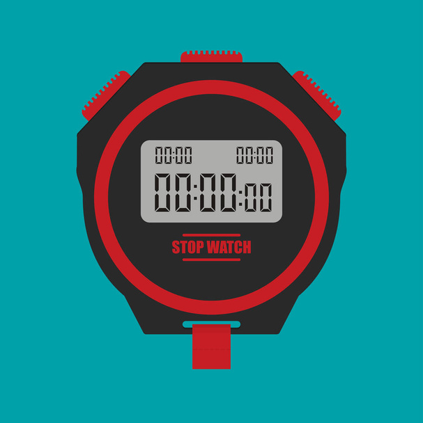 vector illustration of stopwatch on green background  - Vektor, obrázek