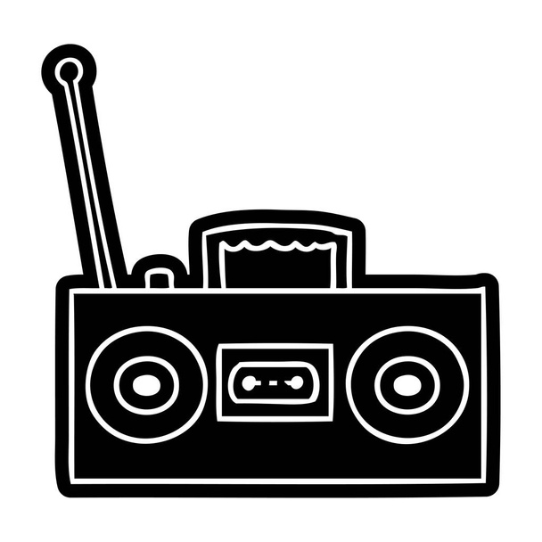 cartoon icon drawing of a retro cassette player - Vector, Image