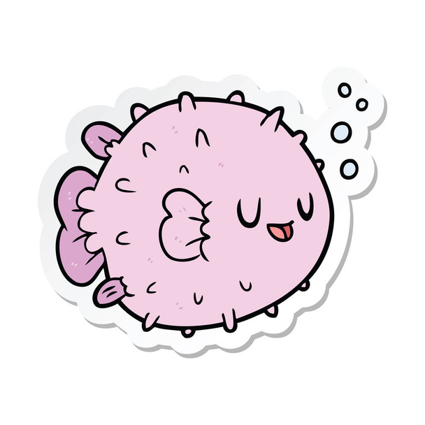 sticker voor een tekenfilm blowfish - Vector, afbeelding