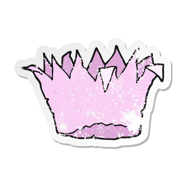 distressed sticker of a cartoon paper crown - Vektor, obrázek