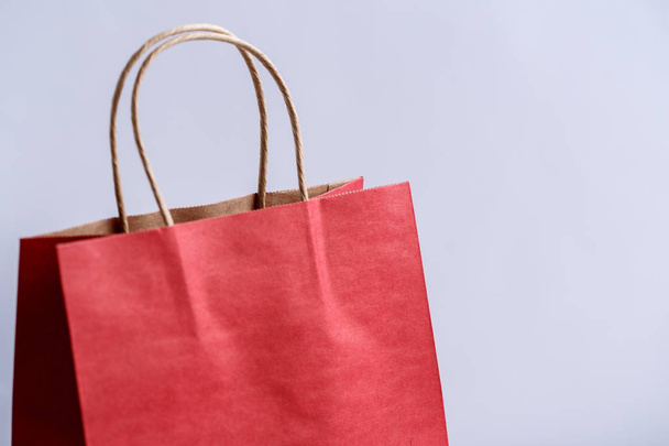 Paper bags on a solid isolated background. Side view - Photo, Image