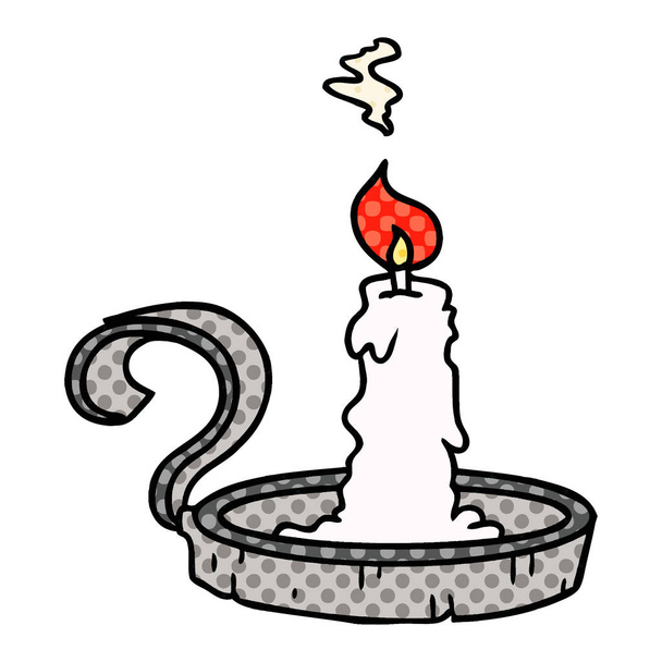 hand drawn cartoon doodle of a candle holder and lit candle - Vector, Image