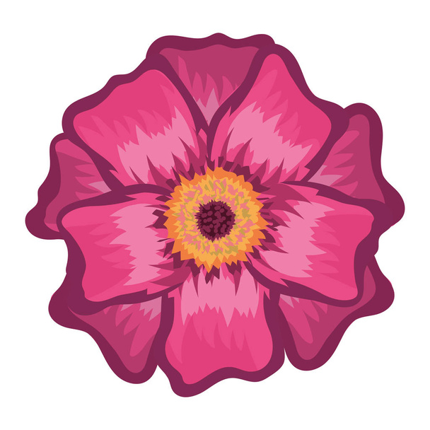 schöne rosa Blume mit Blättern - Vektor, Bild