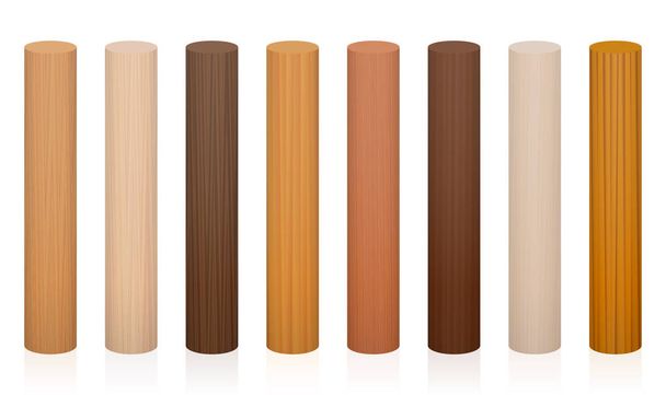 Drewniane słupki różne kolory tekstur - Wektor, obraz
