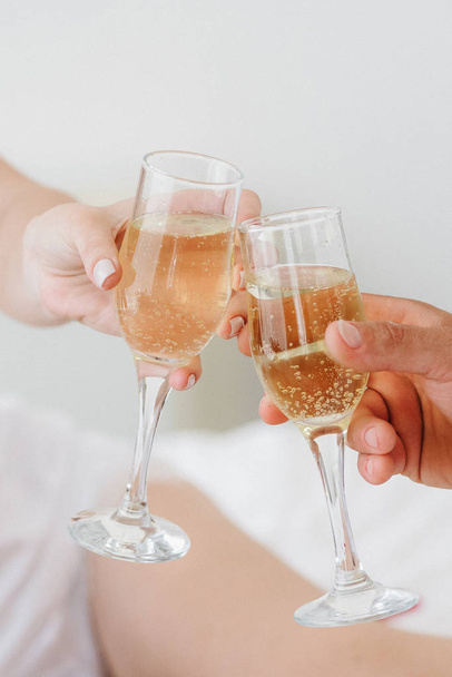 wedding glasses for wine and champagne  - Fotoğraf, Görsel