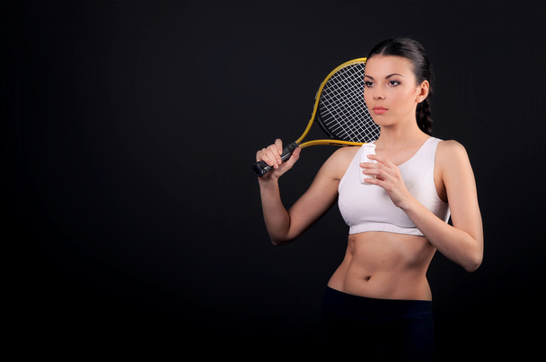 Girl with a tennis racket - Valokuva, kuva