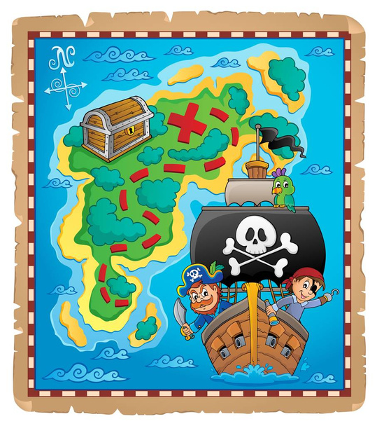 Pirate map theme image 6 - Vektor, Bild