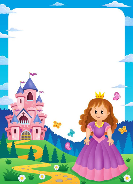 姫と城のコンポジション フレーム 1 - ベクター画像