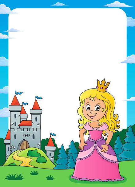 Princess and castle theme frame 2 - Vector, Image