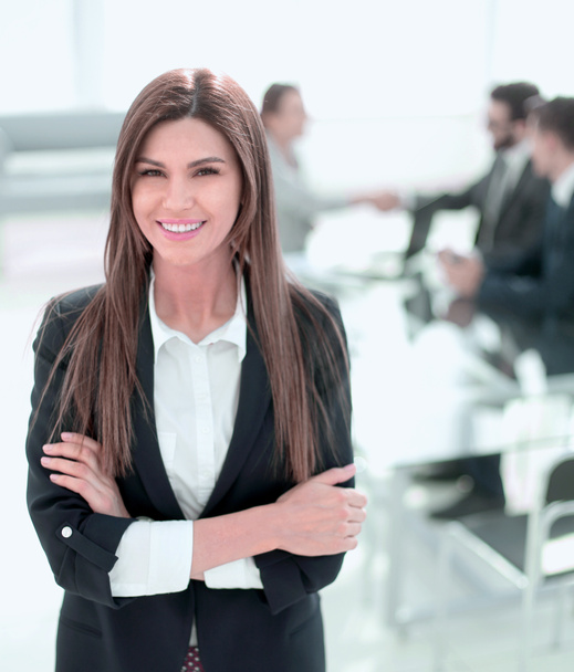 modern business woman standing in Bank office. - Photo, Image