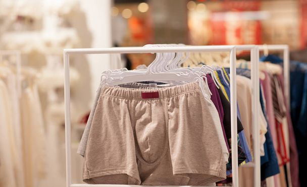 Men's underwear in a boutique. Advertise, Sale and Fashion concept - Valokuva, kuva