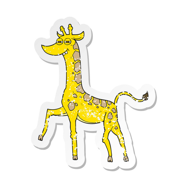 Retro-Aufkleber einer Cartoon-Giraffe - Vektor, Bild