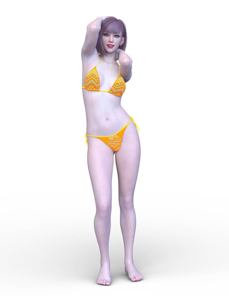 3D CG rendering of active girl - Foto, imagen