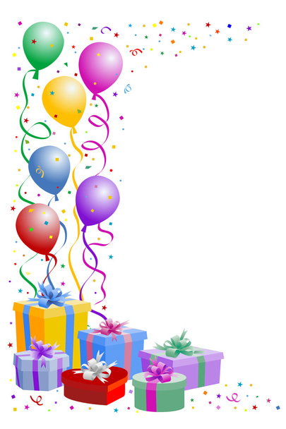 Balloons and gifts - Vector, Image