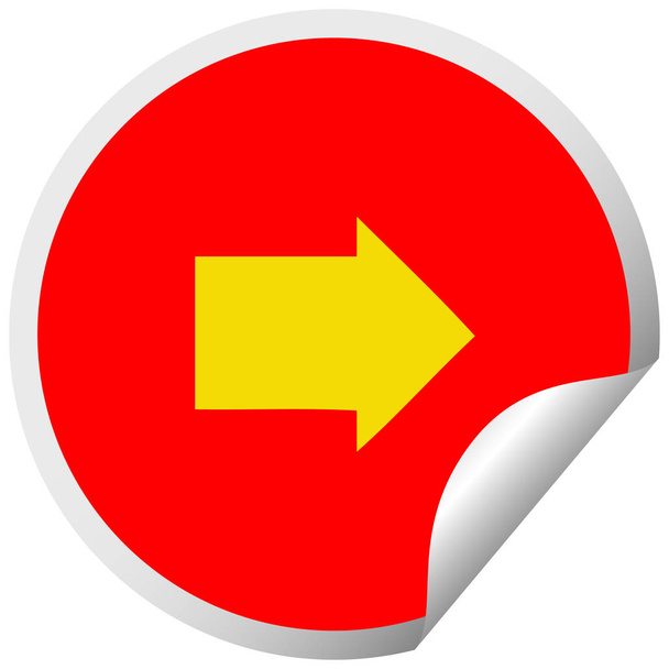 circular peeling sticker cartoon arrow symbol - Wektor, obraz